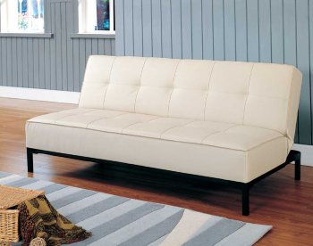 Cream Vinyl Leather Moden Elegant Sofa Bed Convertible [HESB-4790PU]