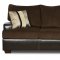 Brown Fabric Sofa & Loveseat Set w/Dark Bonded Leather Base