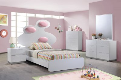 Lola Bedroom in White & Pink by Global w/Optional Casegoods