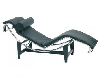 Black Leather Modern Chaise Lounge w/Steel Base Frame [NVCL-Madrid-HGGA120]