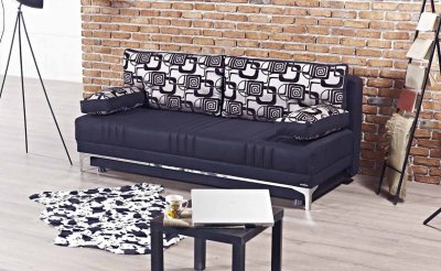 Europa Sofa Bed Convertible in Black Fabric by Mobista