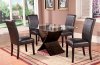 Glass Top & Dark Brown Base Modern 5Pc Dining Set