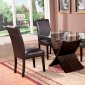 Glass Top & Dark Brown Base Modern 5Pc Dining Set