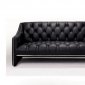 Black Button Tufted Italian Leather Modern 3PC Living Room Set