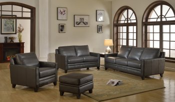 Leather Italia Fletcher Sofa & Loveseat Set- Charcoal w/Options [LIS-6287B-FLETCHER 1128A Charcoa]