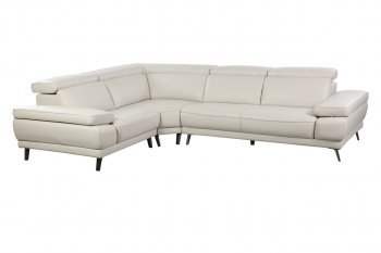 Mercer Sectional Sofa - Smoke Taupe Gray Leather - Beverly Hills [BHSS-Mercer-Arms Smoke Taupe]