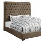 Camille 300721 Upholstered Bed in Brown Fabric by Coaster