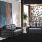 Black Full Italian Tufted Leather Stylish 3PC Living Room Set