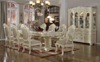 Madrid Dining Table 702 in Pearl White w/Optional Items [MRDS-702 Madrid]