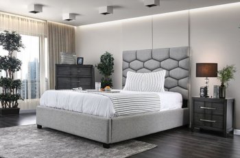 Celestia 3Pc Bedroom Set CM7202 in Gray Fabric w/Options [FABS-CM7202-Celestia]