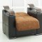 Brown Fabric & Black Vinyl Modern Sofa Bed w/Options