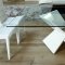 White Ultra Modern Dining Table w/Two Pedestal Legs & Glass Top