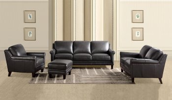 Andover Sofa & Loveseat Set in Grey Leather Italia w/Options [LIS-6538-Andover Grey]