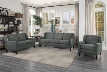 Roweena Sofa & Loveseat 1218DG in Dark Gray Fabric - Homelegance [HES-1218DG-Roweena Dark Gray]