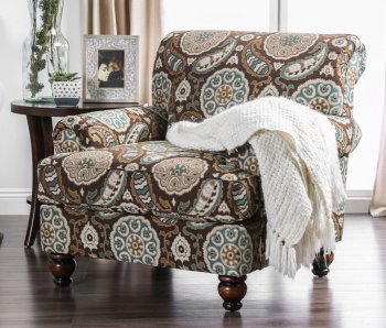 Amani Accent Chair SM8120-CH in Brown & Beige Patterned Fabric [FACC-SM8120-CH-Amani]