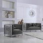 Opal Sofa 672 in Grey Velvet Fabric by Meridian w/Options