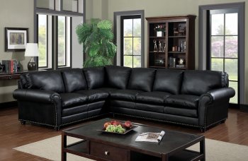 Payette Sectional Sofa CM6808 in Black Bonded Leather Match [FASS-CM6808-Payette]