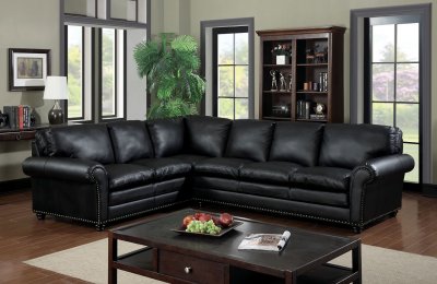 Payette Sectional Sofa CM6808 in Black Bonded Leather Match