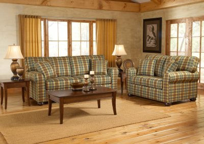 Multi-Tone Fabric Casual Sofa & Loveseat Set w/Optional Chair