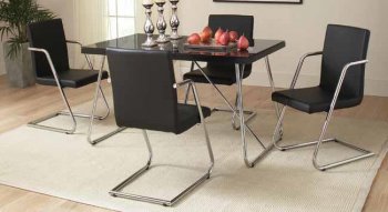 Avram 106211 Dining 5Pc Set by Coaster w/Black Glass Top [CRDS-106211 Avram]