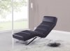 Black Bonded Leather Modern Chaise Lounger w/Chrome Legs