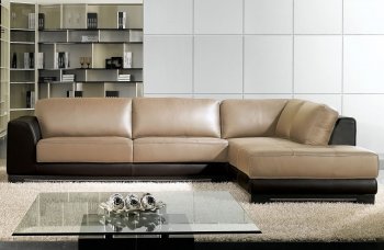 SF6573 Brown & Tan Full Leather Sectional Sofa by At Home USA [AHUSS-SF6573 Brown Tan]