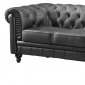 Black Full Leather Contemporary Living Room Sofa w/Options