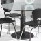 Round Clear Glass Top Modern 5Pc Dining Set w/Black Base