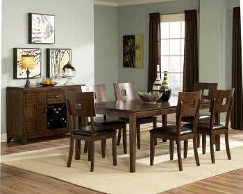 Rich Brown Mocha Finish Modern Dining Table w/Optional Items [HEDS-1379-78]