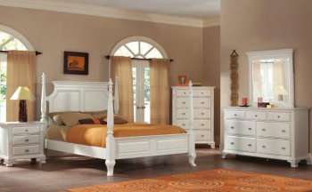 White Finish 5Pc Modern Bedroom Set w/Poster Bed [WDBS-20012]