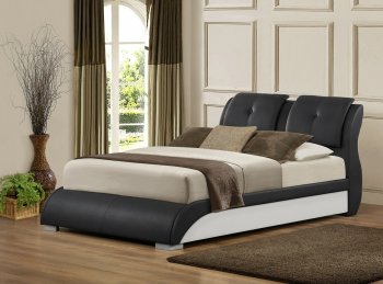 B160 Upholstered Bed in Black Leatherette [EGB-B160]