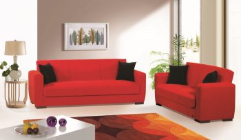 Dolce Sofa Bed in Red Microfiber by Rain w/Optional Items [RNSB-Dolce Microfiber Red]