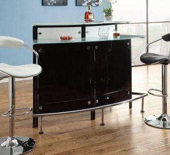 100139 Bar Unit in Black by Coaster w/Frosted Glass Top [CRBF-100139]