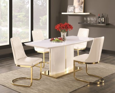 Cornelia Dining Table Set 5Pc 106711 High Gloss White by Coaster