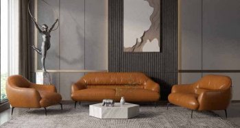 Leonia Sofa LV00937 in Cognac Leather by Mi Piace w/Options [MPS-LV00937 Leonia MI Piace]