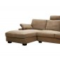 Tan Twill Fabric Modern Sectional Sofa w/Black Wooden Legs