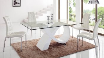 989 Dining Table in White by ESF w/Glass Top & Options [EFDS-989-365]