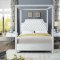 Rowan Upholstered Bed in White Velvet Fabric - Meridian w/Canopy