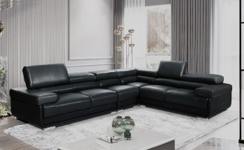 2119 Sectional Sofa in Black Leather by ESF [EFSS-2119 Black]