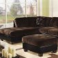 Chocolate Microfiber Modern Sectional Sofa w/Bycast Leather Base