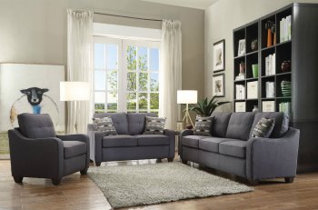 Cleavon II Sofa & Loveseat 53790 in Gray Linen by Acme w/Options [AMS-53790-Cleavon II]