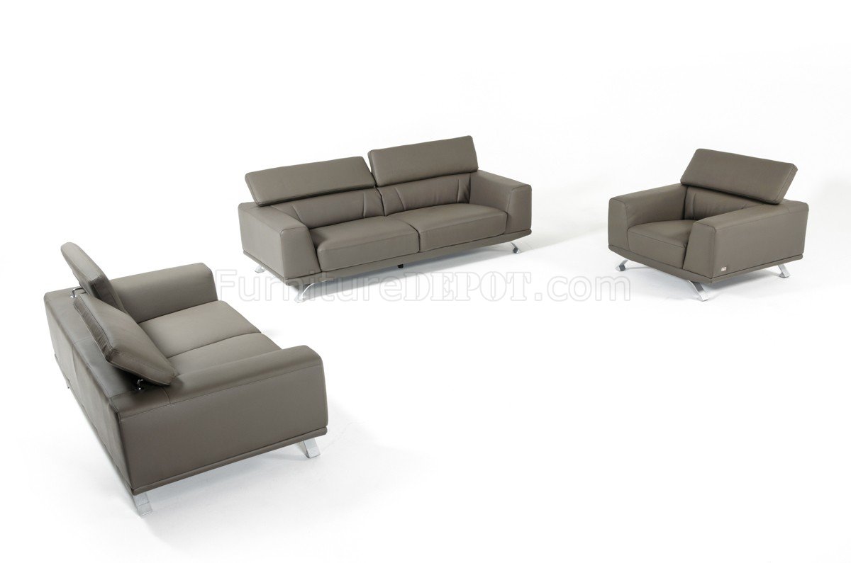 Brustle Sofa Set 3Pc 8334 in Dark Grey Eco-Leather by VIG - Click Image to Close