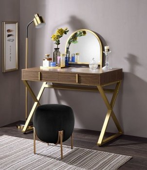 Coleen Vanity AC00665 in Walnut by Acme w/Optional Ottoman [AMVA-AC00665 Coleen]