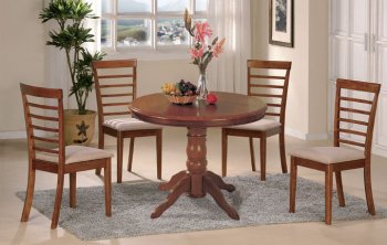 Oak Wood Finish Round Pedestal Base Table [PXDS-F2056]