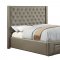 Corina CM7180 Leatherette Platform Bed in Champagne w/Storage