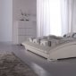 White Leatherette Modern Stylish Bed w/Padded Headboard