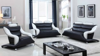 7960 Sofa in Black & White Faux Leather w/Options [EGS-7960]