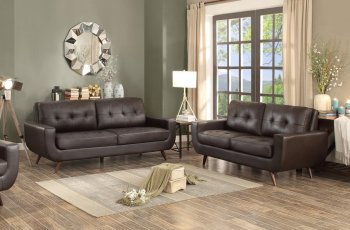 Deryn Sofa & Loveseat Set 8327DBR in Dark Brown by Homelegance [HES-8327DBR-Deryn]