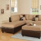 Mocha Fabric Modern Two-Tone Sectional Sofa w/Bycast Base