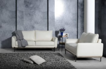 U858 Sofa & Loveseat in White Leather Gel by Global w/Options [GFS-U858 Blanche White]